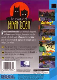 Box back cover for Adventures of Batman & Robin on the Sega CD.