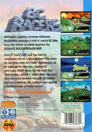 Box back cover for BC Racers on the Sega CD.