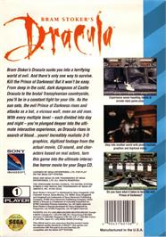 Box back cover for Bram Stoker's Dracula on the Sega CD.