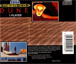Box back cover for Dune on the Sega CD.