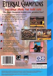 Box back cover for Eternal Champions: Challenge from the Dark Side on the Sega CD.