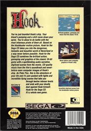 Box back cover for Hook on the Sega CD.