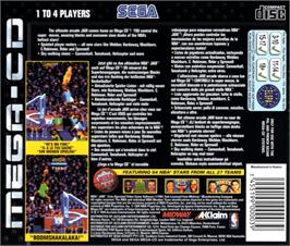 Box back cover for NBA Jam on the Sega CD.