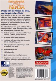 Box back cover for Revenge of the Ninja on the Sega CD.