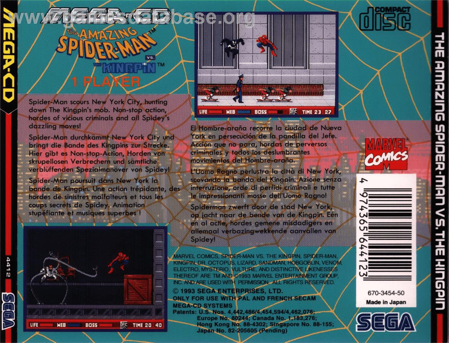 Amazing Spider-Man vs. The Kingpin - Sega CD - Artwork - Box Back