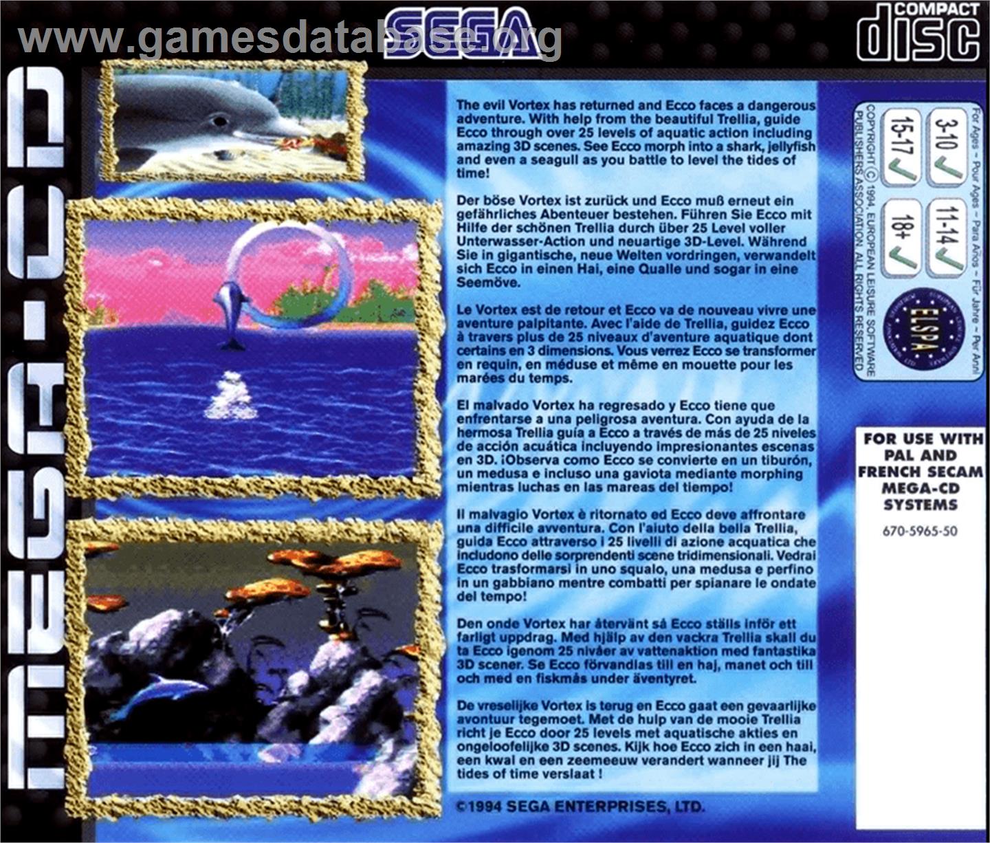 Ecco 2: The Tides of Time - Sega CD - Artwork - Box Back