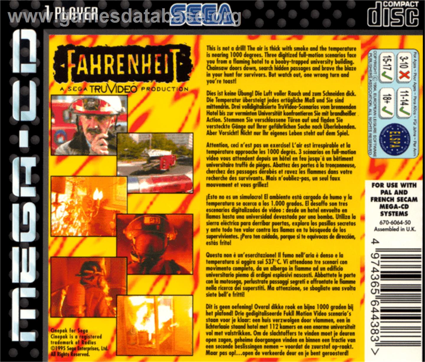 Fahrenheit - Sega CD - Artwork - Box Back