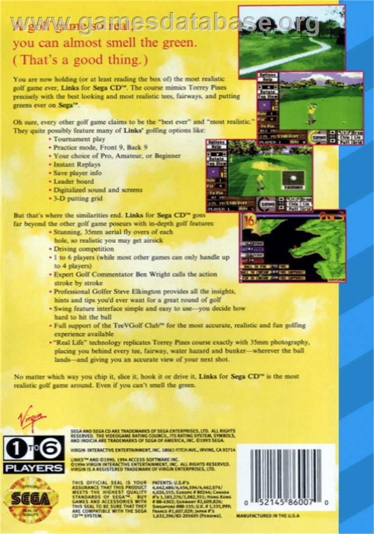 Links: The Challenge of Golf - Sega CD - Artwork - Box Back