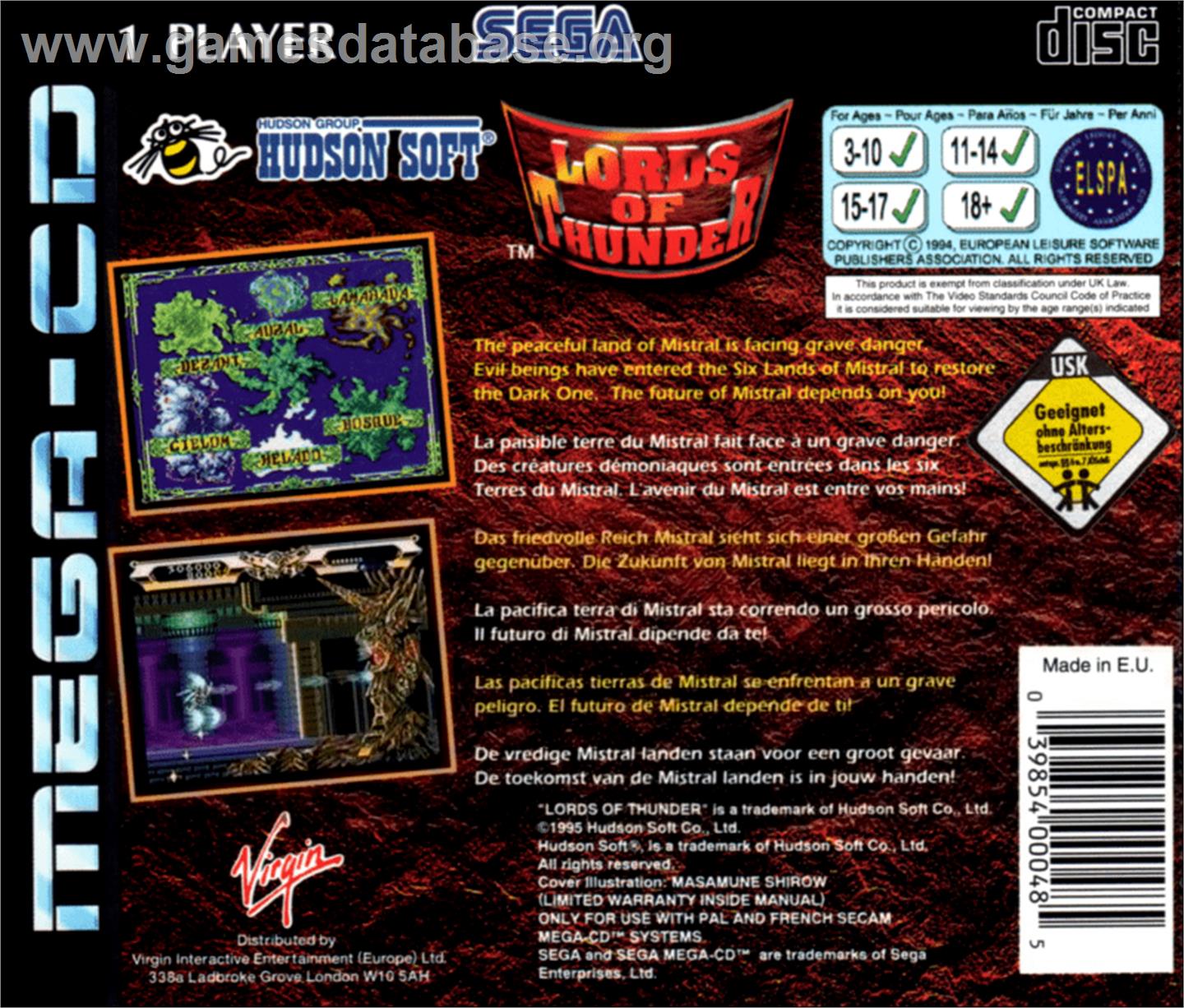 Lords of Thunder - Sega CD - Artwork - Box Back