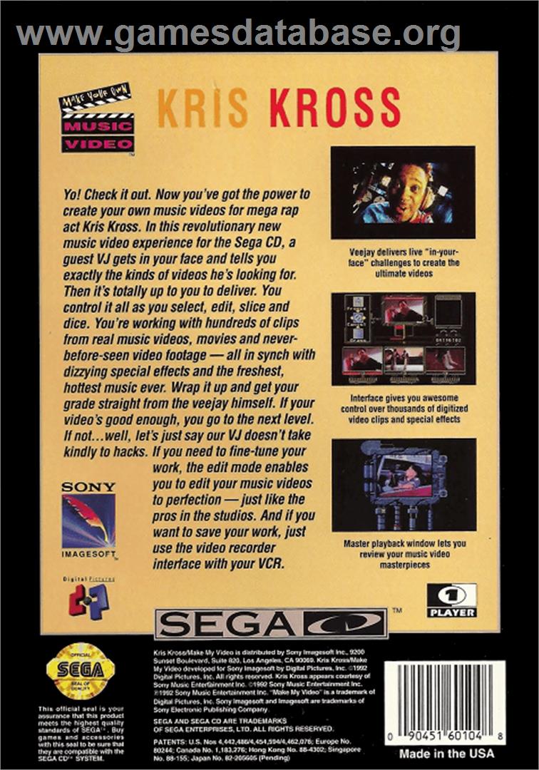 Make My Video: Kris Kross - Sega CD - Artwork - Box Back