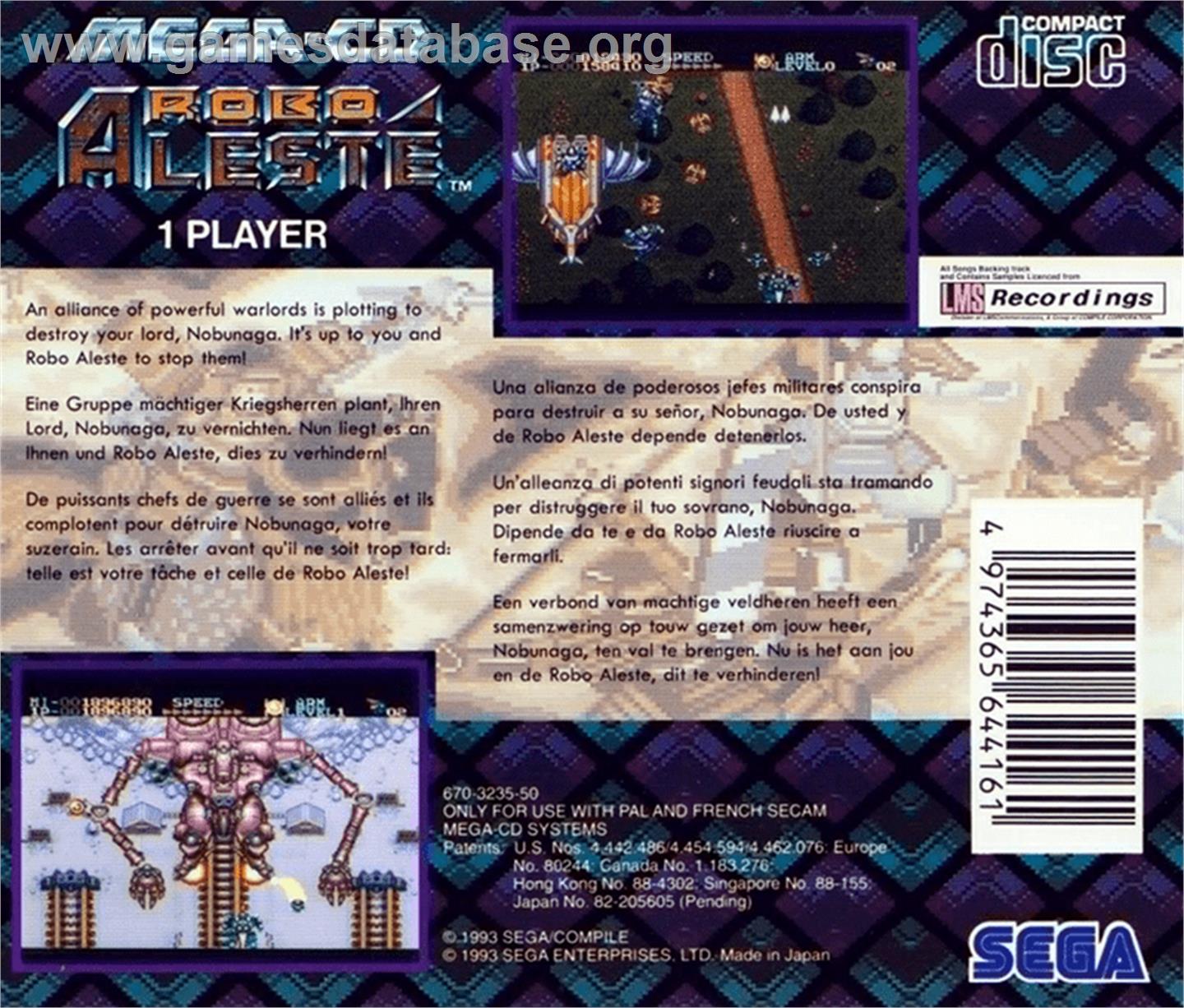 Robo Aleste - Sega CD - Artwork - Box Back