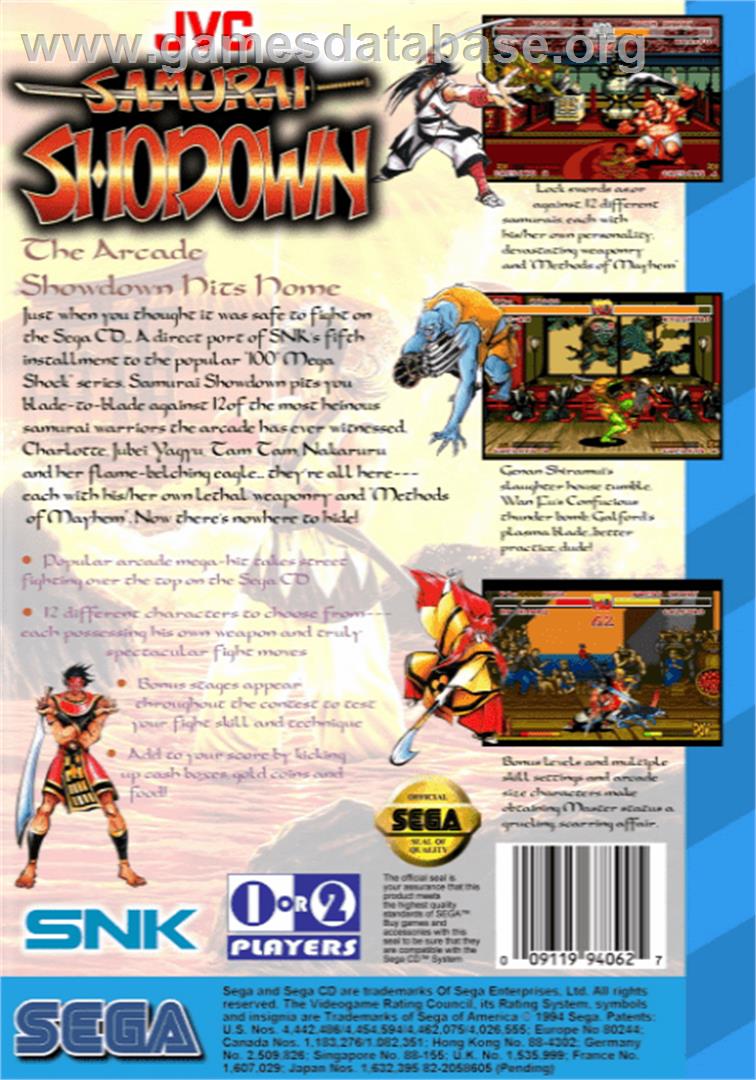 Samurai Shodown / Samurai Spirits - Sega CD - Artwork - Box Back