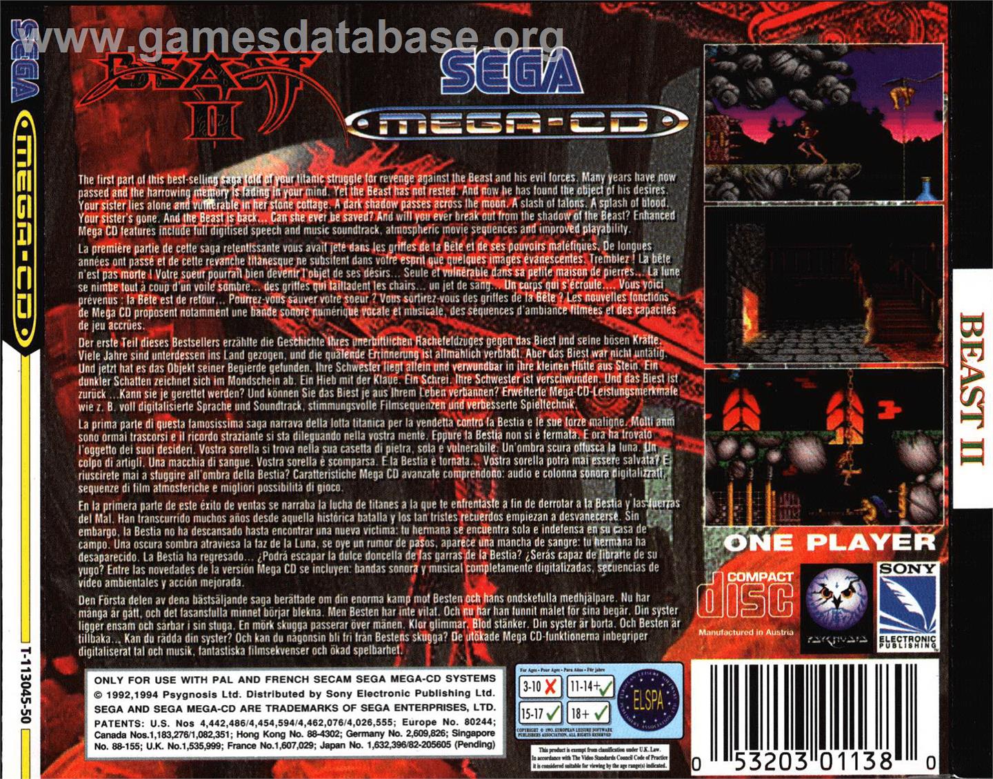 Shadow of the Beast 2 - Sega CD - Artwork - Box Back