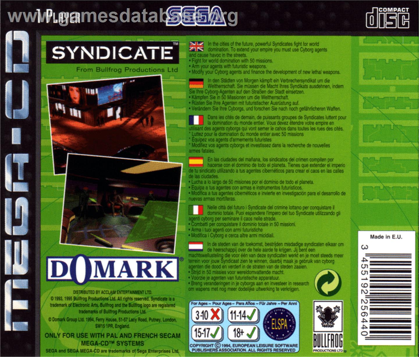 Syndicate - Sega CD - Artwork - Box Back