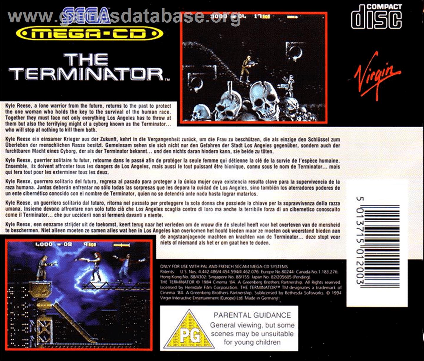 Terminator - Sega CD - Artwork - Box Back