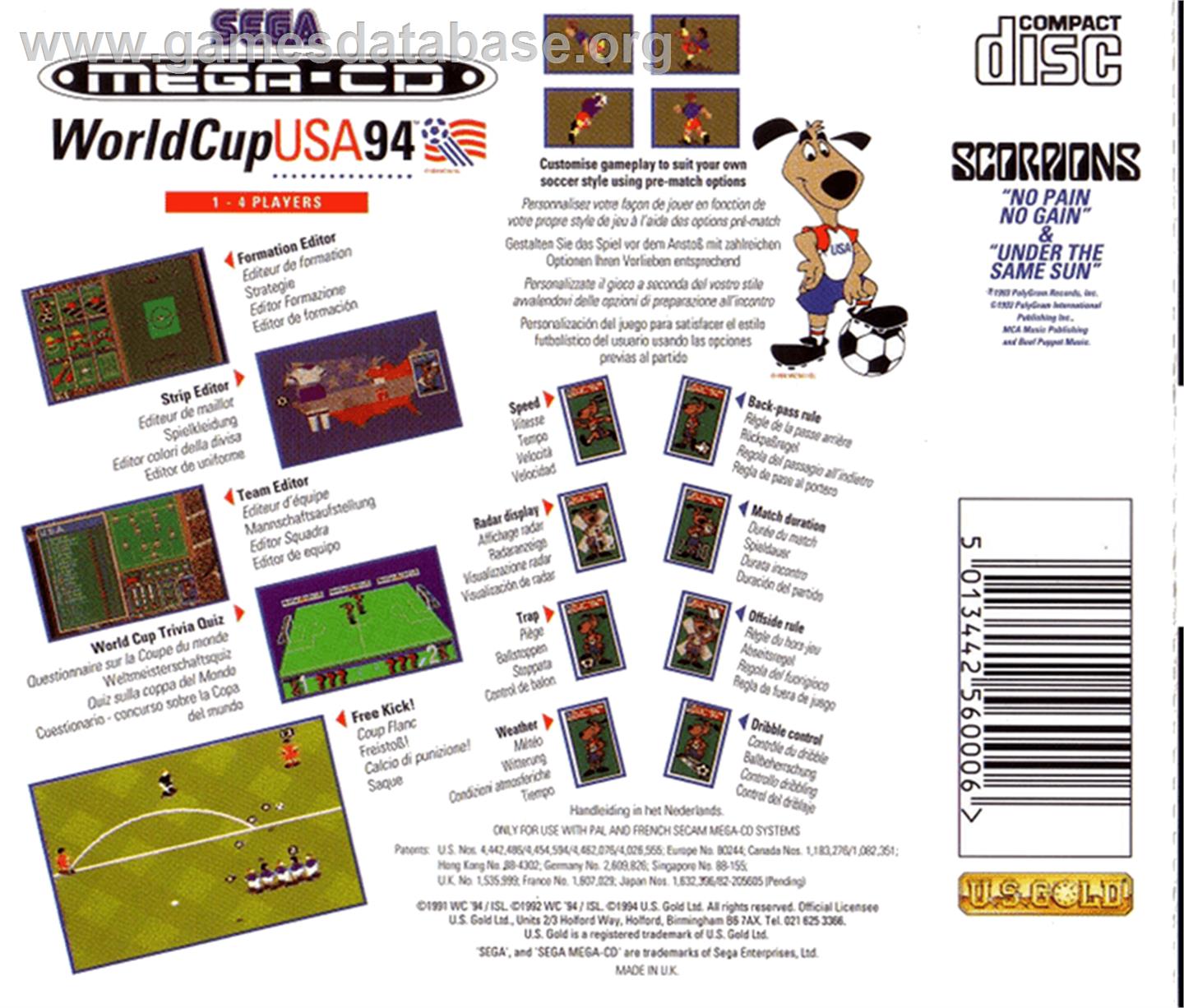 World Cup USA '94 - Sega CD - Artwork - Box Back