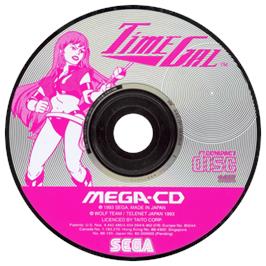 Artwork on the CD for Time Gal on the Sega CD.