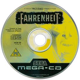 Artwork on the Disc for Fahrenheit on the Sega CD.