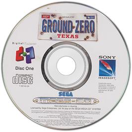 Artwork on the Disc for Ground Zero Texas on the Sega CD.