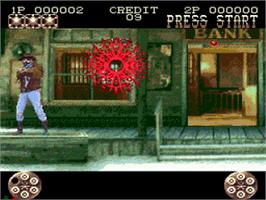 In game image of Lethal Enforcers II: Gun Fighters on the Sega CD.