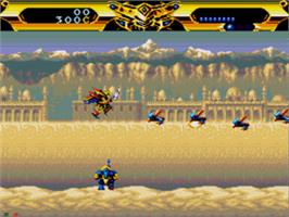 In game image of Lords of Thunder on the Sega CD.
