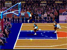In game image of NBA Jam on the Sega CD.