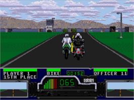 In game image of Road Rash on the Sega CD.