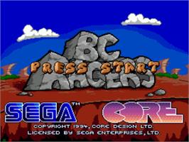 Title screen of BC Racers on the Sega CD.