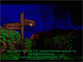 Title screen of Dungeon Master II: The Legend of Skullkeep on the Sega CD.
