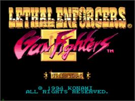 Title screen of Lethal Enforcers II: Gun Fighters on the Sega CD.