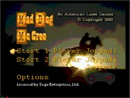Title screen of Mad Dog McCree v2.03 board rev. B on the Sega CD.