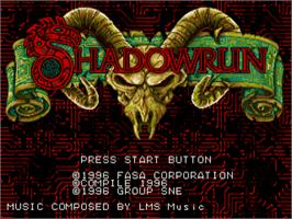 Title screen of Shadowrun on the Sega CD.