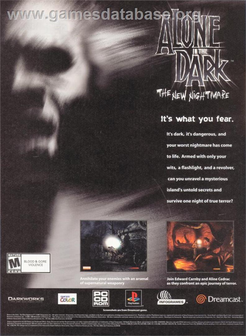 Alone in the Dark: The New Nightmare - Nintendo Game Boy Color - Artwork - Advert