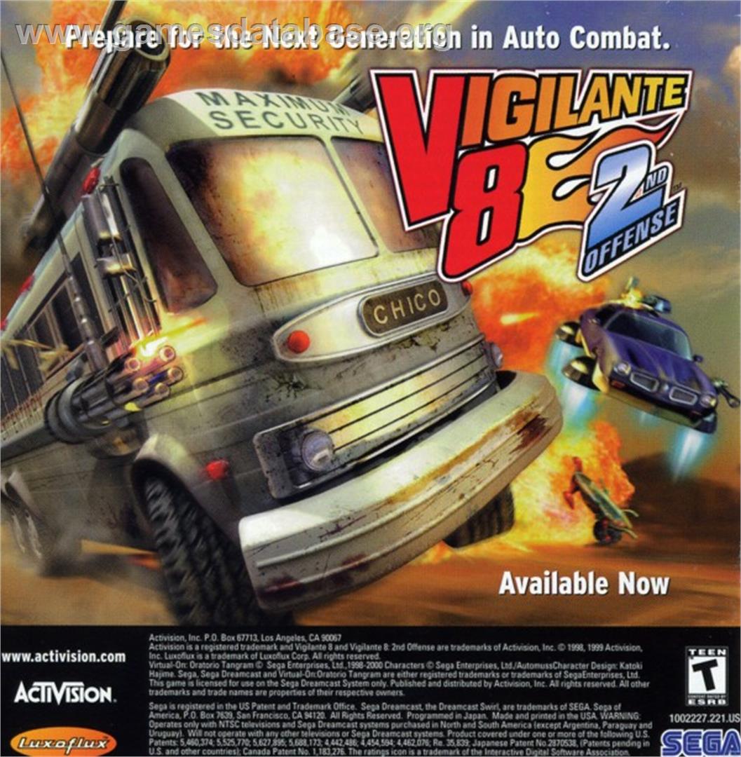 Vigilante 8: 2nd Offense - Sega Dreamcast - Artwork - Advert