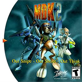 Box cover for MDK2 on the Sega Dreamcast.