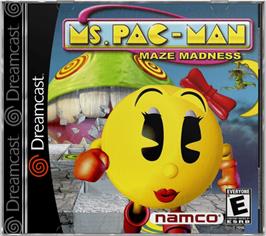 Box cover for Ms. Pac-Man Maze Madness on the Sega Dreamcast.