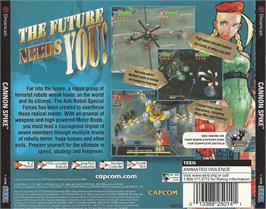 Box back cover for Cannon Spike on the Sega Dreamcast.