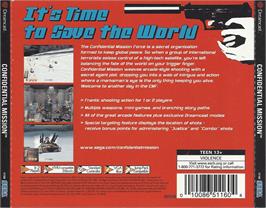 Box back cover for Confidential Mission on the Sega Dreamcast.