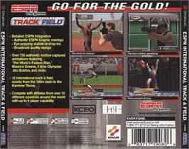 Box back cover for ESPN International Track & Field on the Sega Dreamcast.