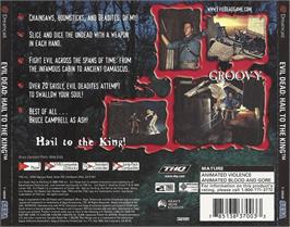 Box back cover for Evil Dead: Hail to the King on the Sega Dreamcast.