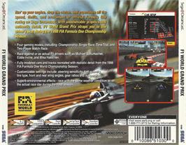 Box back cover for F1 World Grand Prix on the Sega Dreamcast.