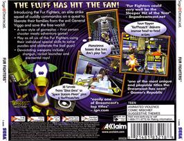 Box back cover for Fur Fighters on the Sega Dreamcast.