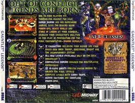 Box back cover for Gauntlet Legends on the Sega Dreamcast.