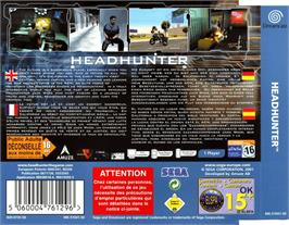 Box back cover for Headhunter on the Sega Dreamcast.
