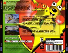 Box back cover for Kao the Kangaroo on the Sega Dreamcast.