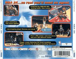 Box back cover for NBA 2K on the Sega Dreamcast.