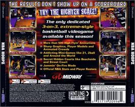 Box back cover for NBA Hoopz on the Sega Dreamcast.
