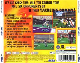 Box back cover for NFL 2K on the Sega Dreamcast.