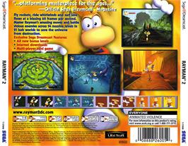 Box back cover for Rayman 2: The Great Escape on the Sega Dreamcast.