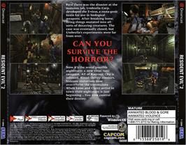 Box back cover for Resident Evil 2 on the Sega Dreamcast.